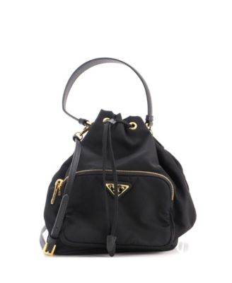 Pre-Owned Prada Small Drawstring Bucket Bag Tessuto