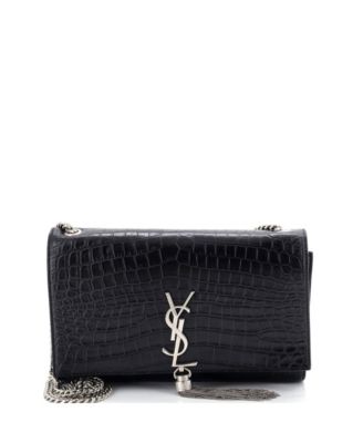 Saint Laurent Сумка через плечо Classic Monogram с кисточкой, кожа с тиснением, Medium, б/у
