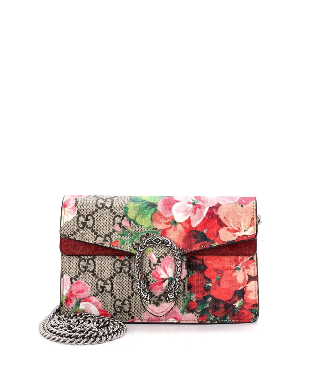 Pre-Owned Gucci сумка Super Mini Dionysus с принтом Blooms, покрытие GG Coated Canvas
