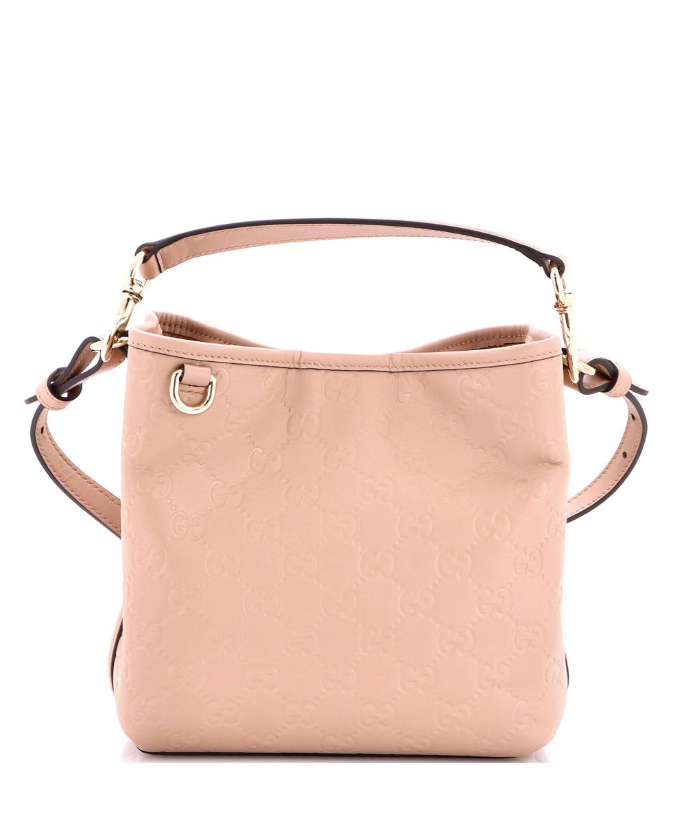 Pre-Owned Gucci Small GG Emblem Bucket Bag GG Embossed Leather