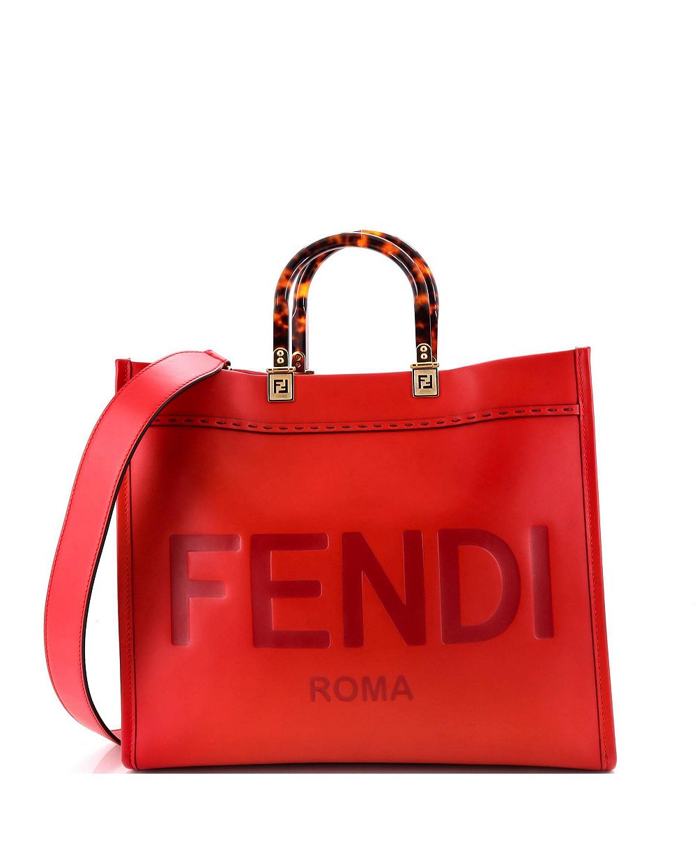 Б/у кожаная сумка тоут Fendi Medium Sunshine Shopper