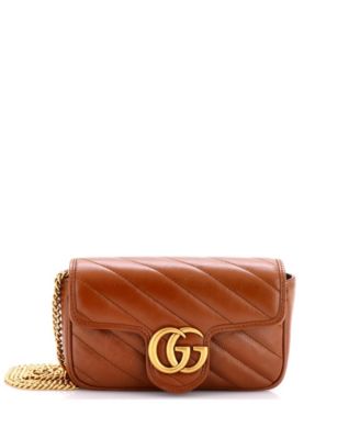 Сумка Gucci Super Mini GG Marmont с клапаном, стеганая кожа, б/у