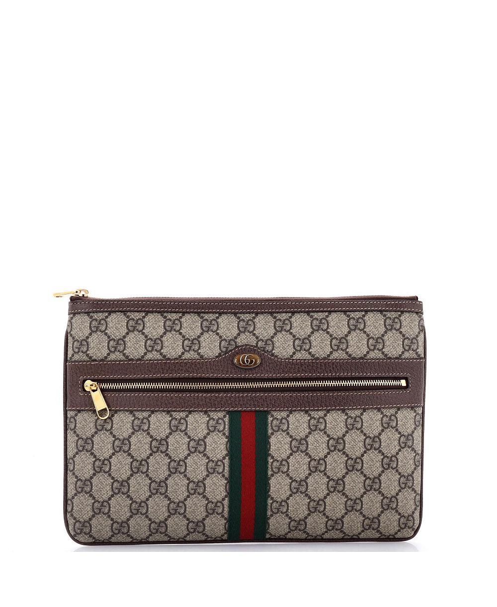 Клатч Pre-Owned Gucci Large Ophidia Zip Pouch GG Coated Canvas