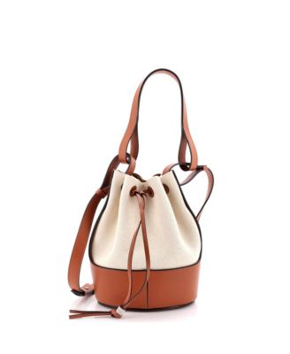 Loewe б/у средняя ведерная сумка из канваса и кожи