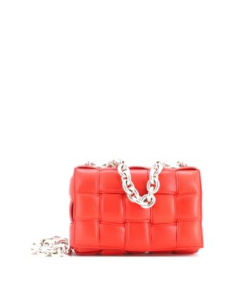 Брендовая кожаная сумка Bottega Veneta Cassette Chain Crossbody Bag Padded Maxi Intrecciato