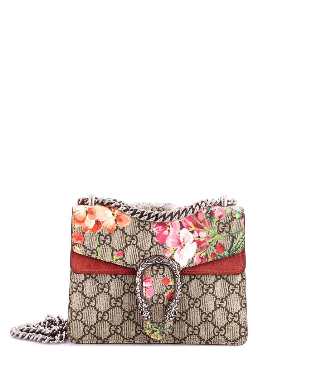 Pre-Owned Gucci Mini Dionysus Bag Blooms Print GG Coated Canvas
