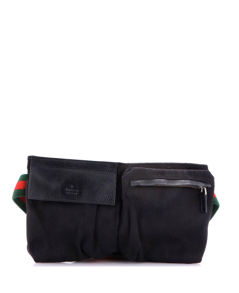 Pre-Owned Gucci Small Vintage Double Belt Bag GG Canvas with Leather