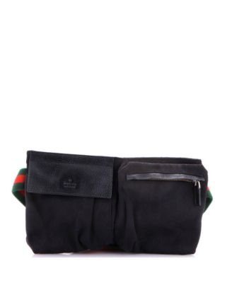 Pre-Owned Gucci Small Vintage Double Belt Bag GG Canvas with Leather