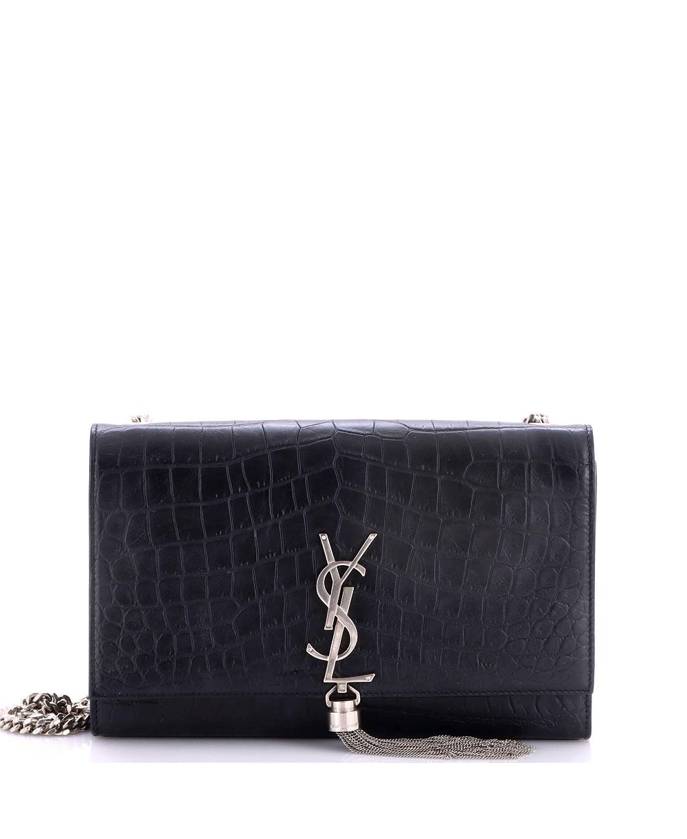 Pre-Owned Saint Laurent Medium Classic Monogram Tassel Crossbody Bag Embossed Leather