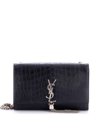 Pre-Owned Saint Laurent Medium Classic Monogram Tassel Crossbody Bag Embossed Leather