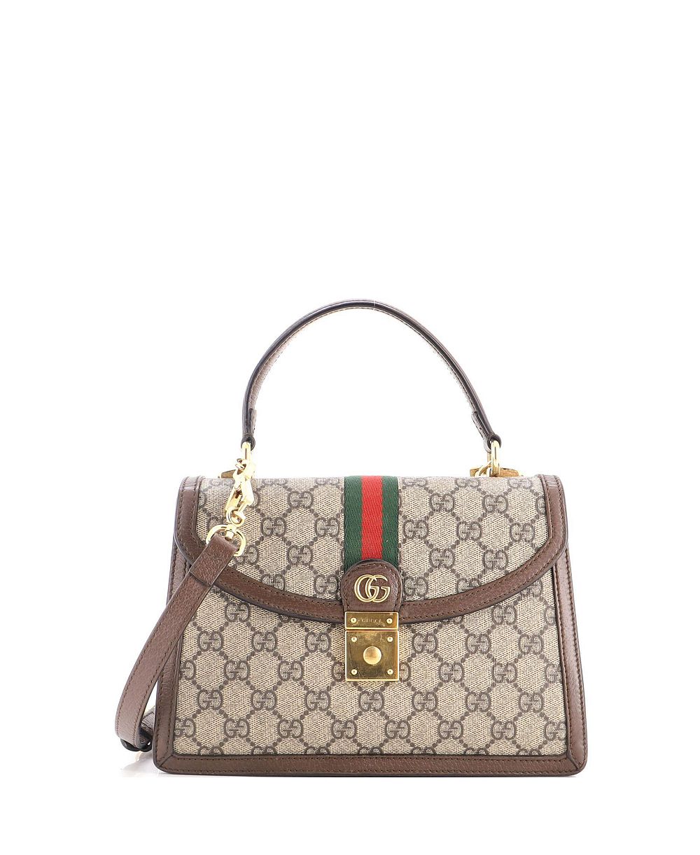 Сумка Gucci Small Ophidia Flap Top Handle GG Coated Canvas, б/у