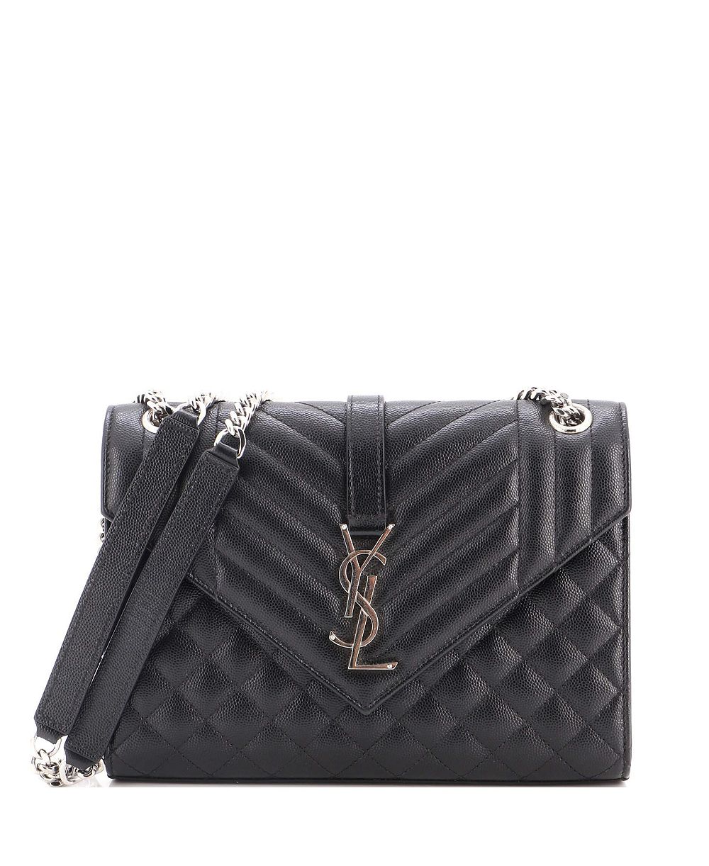 Сумка-клатч Pre-Owned Saint Laurent Medium Classic Monogram Envelope Satchel Mixed Matelasse Leather