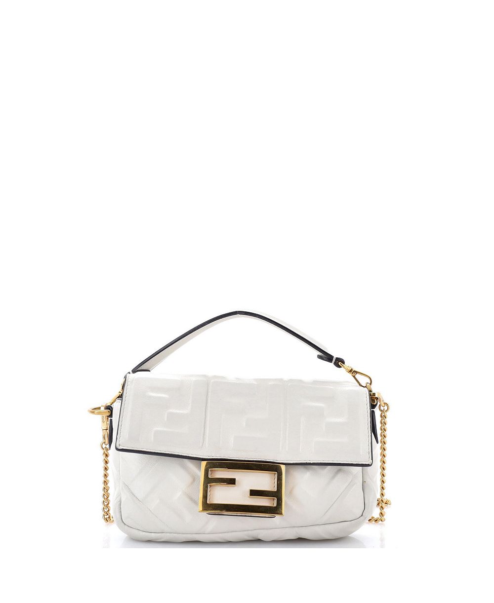 Мини-сумка Pre-Owned Fendi Baguette NM Bag Zucca Embossed Leather