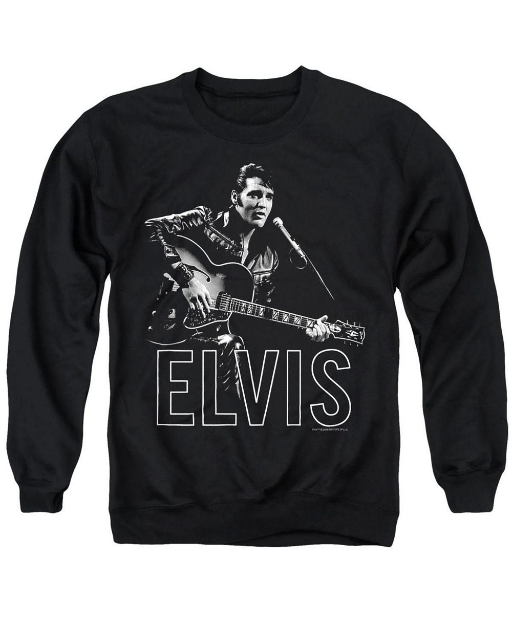 Elvis мужской свитшот с круглым вырезом и графическим принтом гитары в руке