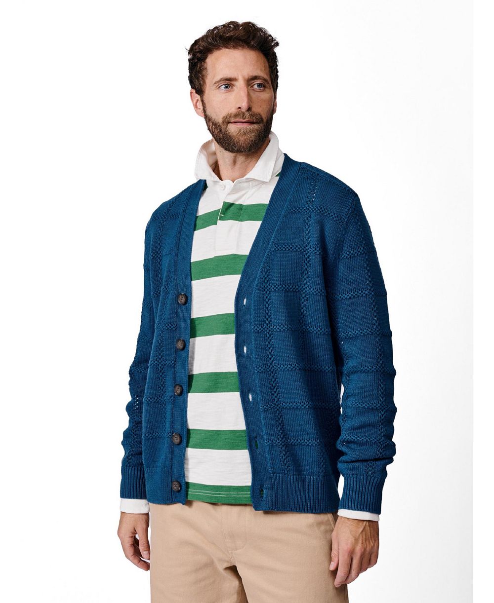 Мужской кардиган Aubin Rainham Checked V-Neck Regular-Fit