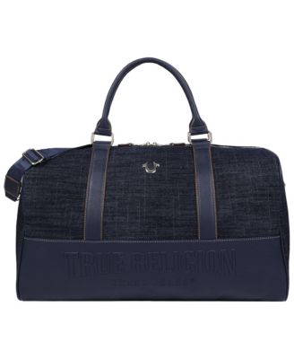 True Religion Horseshoe Quilting Denim Weekender Duffel Bag