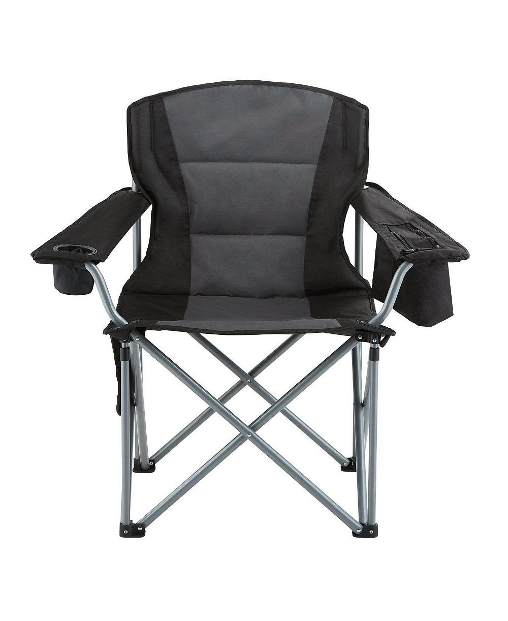 Slickblue Portable Outdoor Camping Chair with Padded Armrests, Side Pockets and Cooler Bag