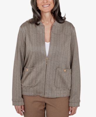 Alfred Dunner Petite Mandarin-Collar Zipper-Front Jacket