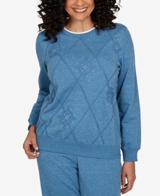Alfred Dunner Petite Embroidered Long-Sleeve Pullover