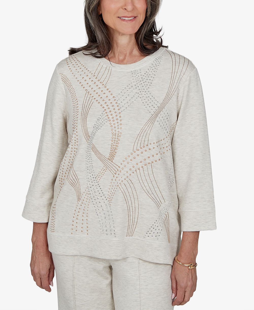 Топ Alfred Dunner Petite 3/4-Sleeve Embellished