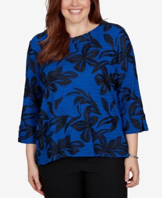 Женская блузка Alfred Dunner Petite Floral 3/4-Sleeve Crewneck