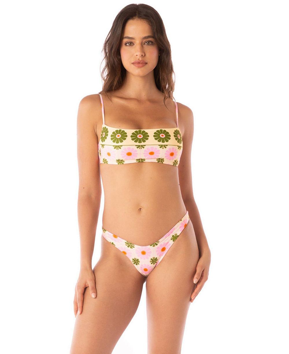 Maaji Women's Pastel Flourish Scape Athletic Reversible Bikini Top