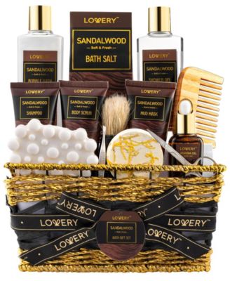 Lovery 14 Piece Body Care Gift Set, Sandalwood Bath Gift Set, Grooming Self Care Kit