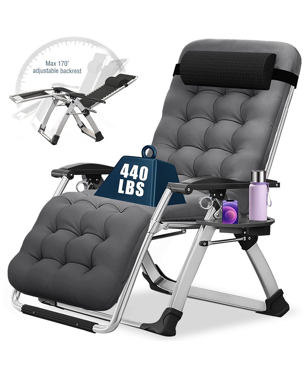 Шезлонг ABORON Outdoor Padded Zero Gravity с подушкой и подстаканником, выдерживает 440lbs