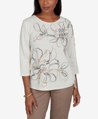 Alfred Dunner Women's Floral 3/4-Sleeve T-Shirt
