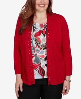 Alfred Dunner Women's Shawl Collar 3/4-Sleeve Cardigan