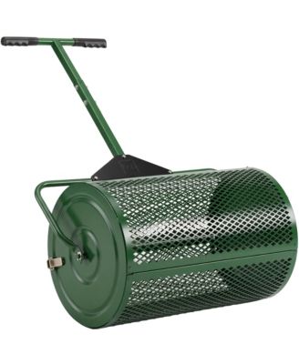 Best Choice Products 24" разбрасыватель компоста, стальная машина для нанесения торфа и удобрений на газон, регулируемая Т-образная ручка