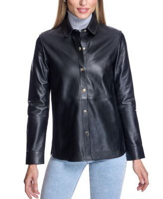 Julia & Stella By Maximilian Women's Michelle Snap-Front Slim-Fit Leather Jacket