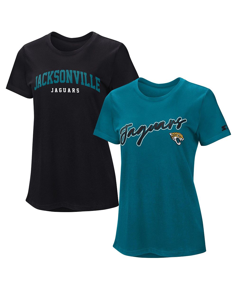 Женская футболка Starter из 2 предметов, черно-бирюзового цвета с логотипом Jacksonville Jaguars