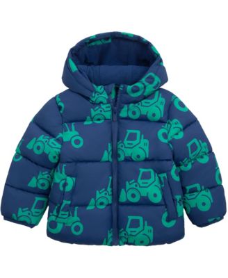Rokka&Rolla Toddler Boys Hudson Tractor Print Fleece Lined Puffer Jacket