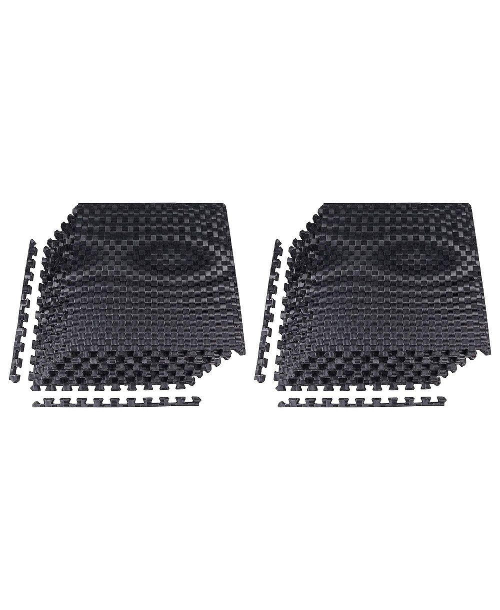BalanceFrom Fitness Foam Interlocking Exercise Floor Mat, 24 SqFt, Black 2 Pack