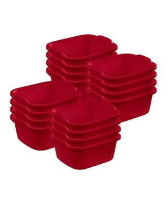 Sterilite Large Multi Function Home 12 Qt Sink Dish Washing Pan, Red (16 Pack)