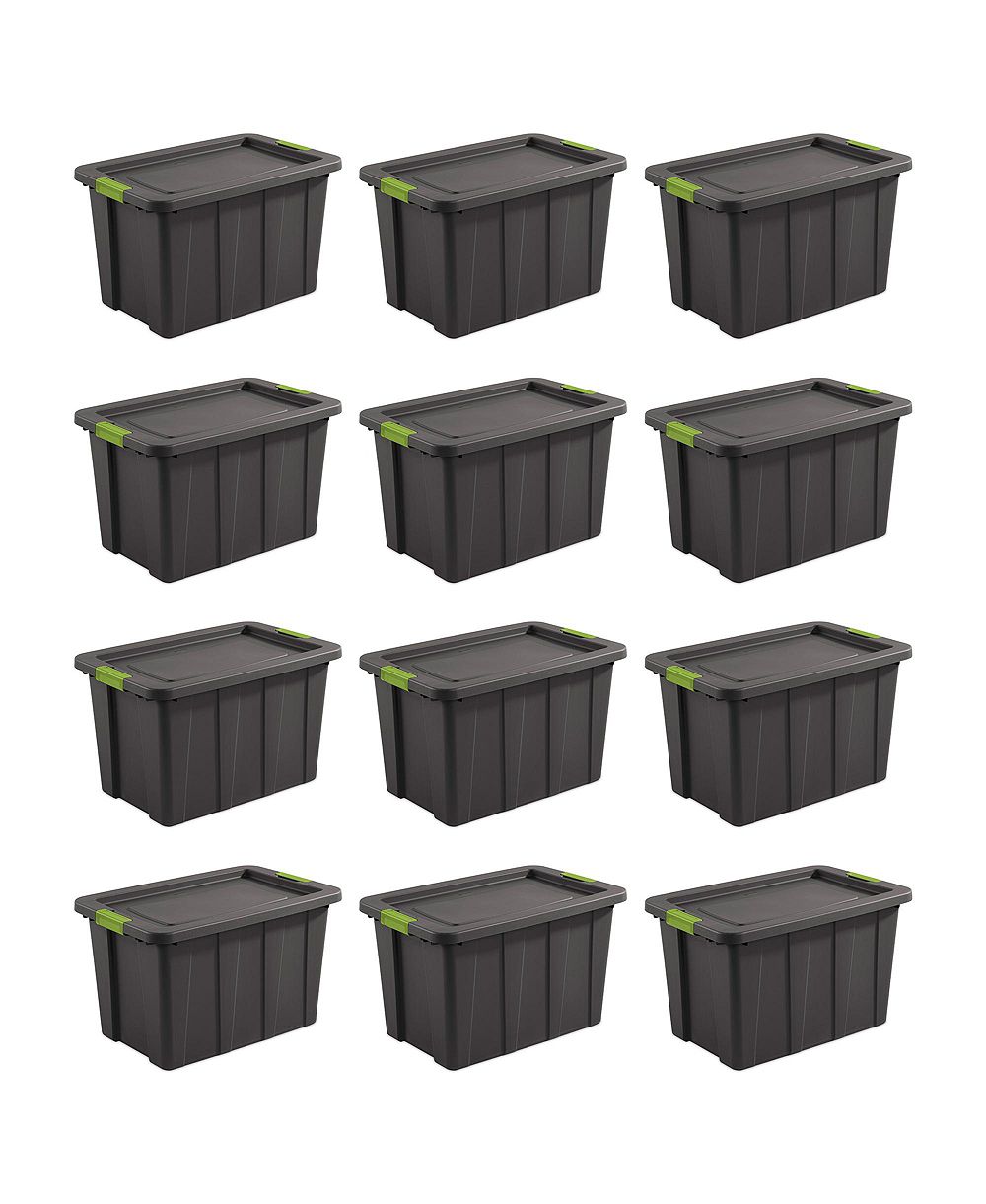 Sterilite Tuff1 Latching 30 Gallon Storage Tote Container with Lid (12 Pack)