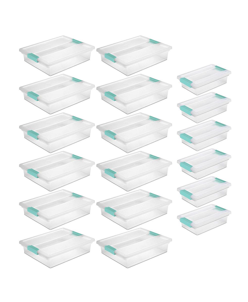 Sterilite Large Clip Storage Box, 12 Pack, and Small Clip Storage Box, 6 Pack