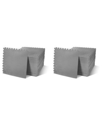 BalanceFrom Fitness 144 Sq Ft Interlocking Exercise Mat Tiles, Gray (2 Pack)