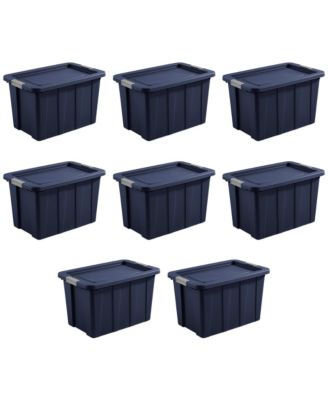 Sterilite Tuff1 30 Gallon Plastic Storage Tote Bin w/Latching Lid, Blue (8 Pack)