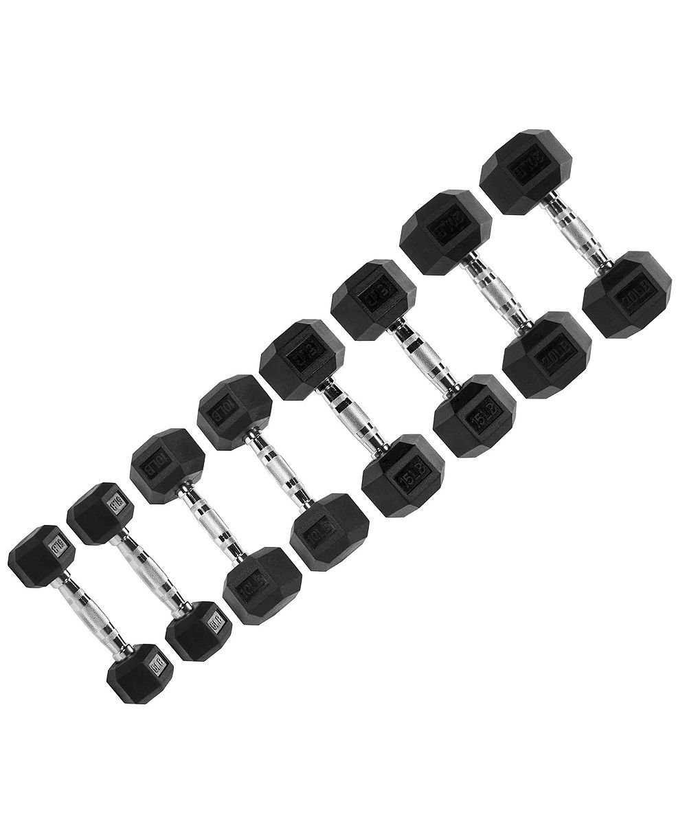 Signature Fitness Hex Dumbbells Strength Training Workout Equipment Set, 100 lbs