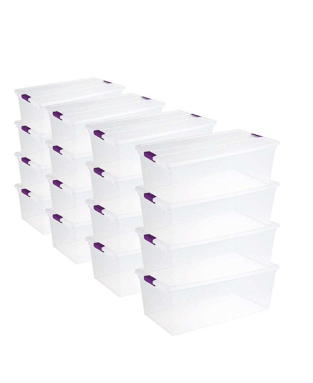 Sterilite 110 Qt Clear Storage Organization Box w/ Secure Latching Lid (16 Pack)