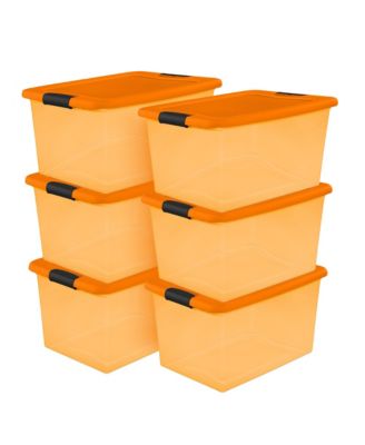Sterilite оранжевый пластиковый контейнер для хранения 64 Quart (6 шт.)