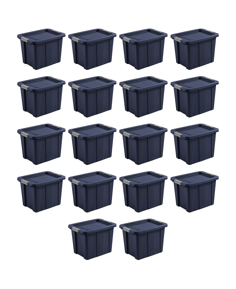 Sterilite Tuff1 18 Gal Plastic Storage Tote Bin w/ Latching Lid, Blue (18 Pack)