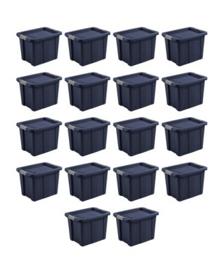 Sterilite Tuff1 18 Gal Plastic Storage Tote Bin w/ Latching Lid, Blue (18 Pack)