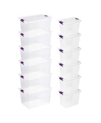 Sterilite 66 Quart Latch Lid Tote, 6 Pack, and 27 Quart Latch Lid Tote, 6 Pack