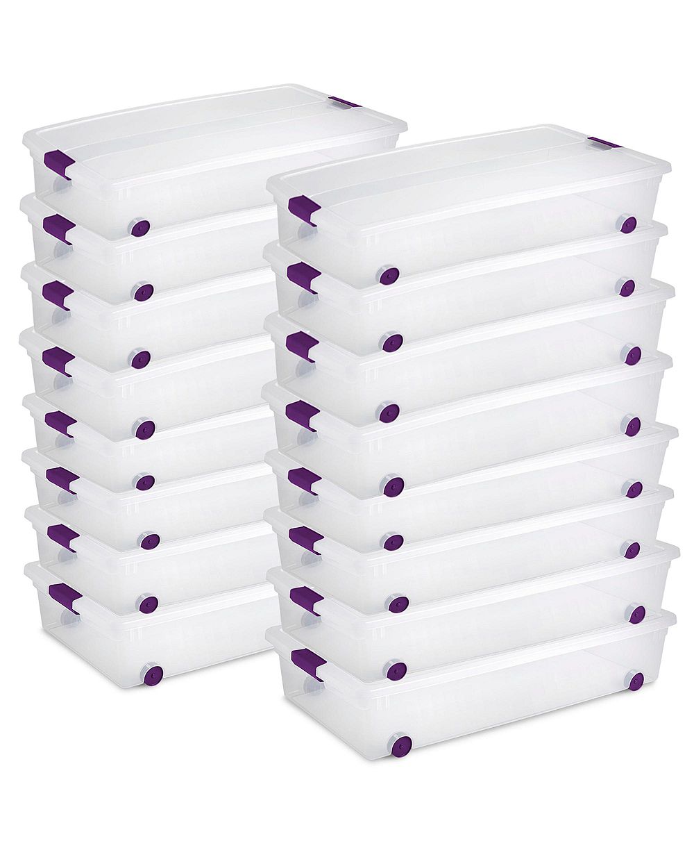 Sterilite 60 Quart ClearView Latch Lid Wheeled Underbed Storage Tote, (16 Pack)