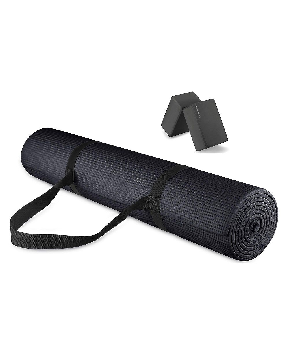 Signature Fitness All Purpose High Density No Tear Exercise Yoga Mat, Black