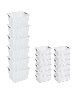 Sterilite Set of Ultra Plastic Storage Bin Baskets w/ Handles, 6 Deep, 12 Medium