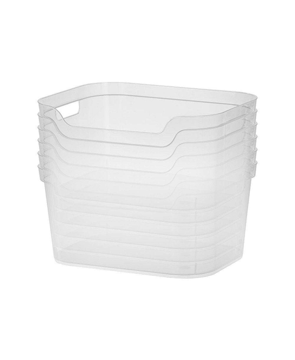 Sterilite 7 x 11 x 14.25 Inch Open Storage Bin w/ Carry Handles, Clear (6 Pack)